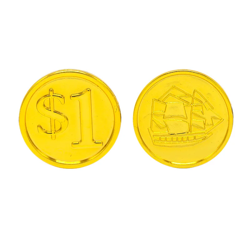 Золотая монета 100 шт./компл. 1 юань золотая пиратский корабль настольная игра