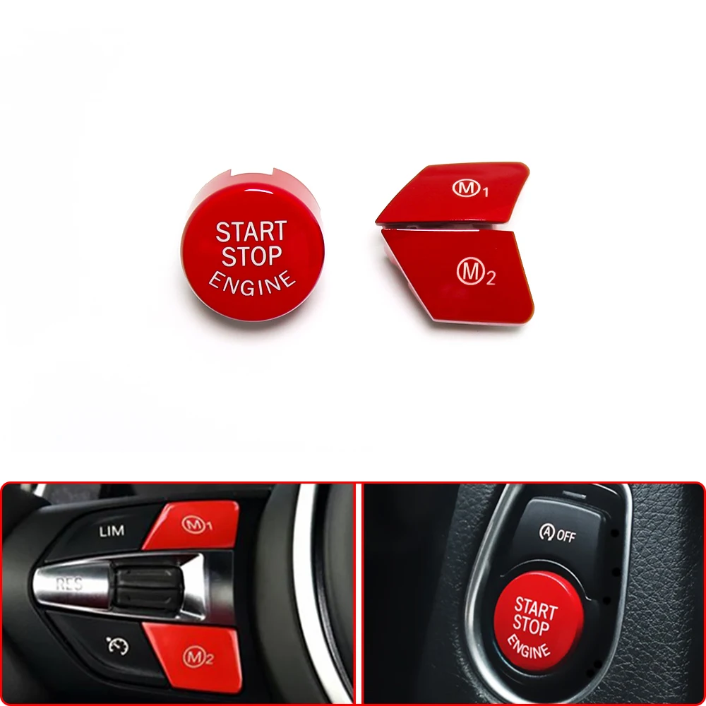 

Красный и синий для BMW M3 M4 M5 M6 X5M X6M F80 F82 F83 F10 F06 F15 F16 E90 E92 E93 M1 M2 Кнопка переключения крышки запуска двигателя автомобиля