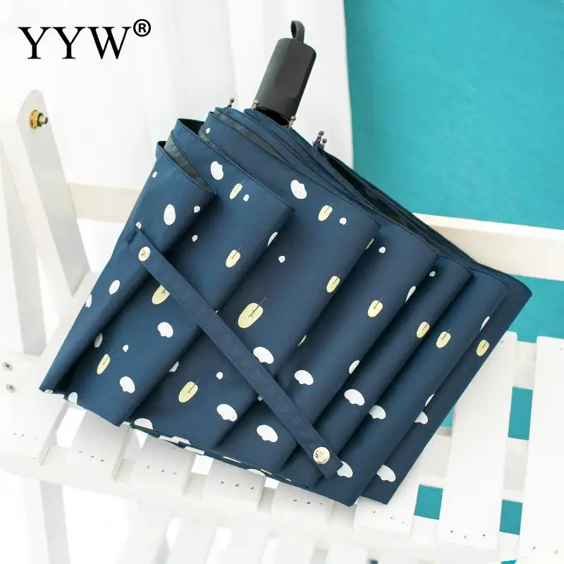 navy blue Складной зонтик женские зонты Paraguas дождь солнце анти-УФ зонтик винил& Pongee Ambrella унисекс узор Parapluie - Цвет: navy blue