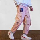 Брюки-карго Aelfric Eden в стиле хип-хоп для мужчин и женщин, уличная одежда с вышивкой лентой, японские джоггеры, повседневные штаны-султанки, розовые