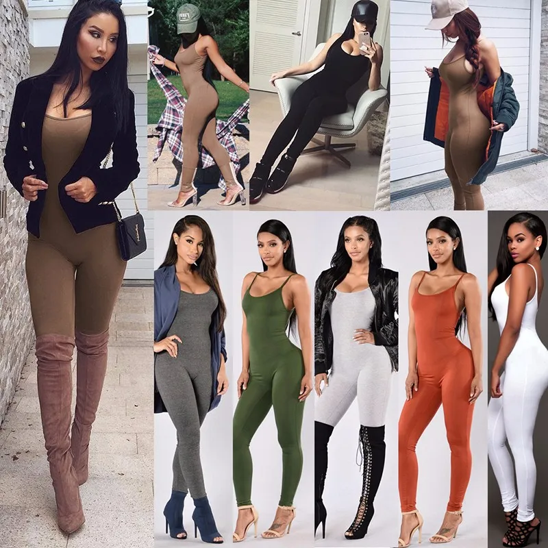 

SexyYoga Women Rompers Jumpsuit Strap Backless Sleeveless Rompers Long Pants Overalls Slim Club Party Femme Solid Overalls