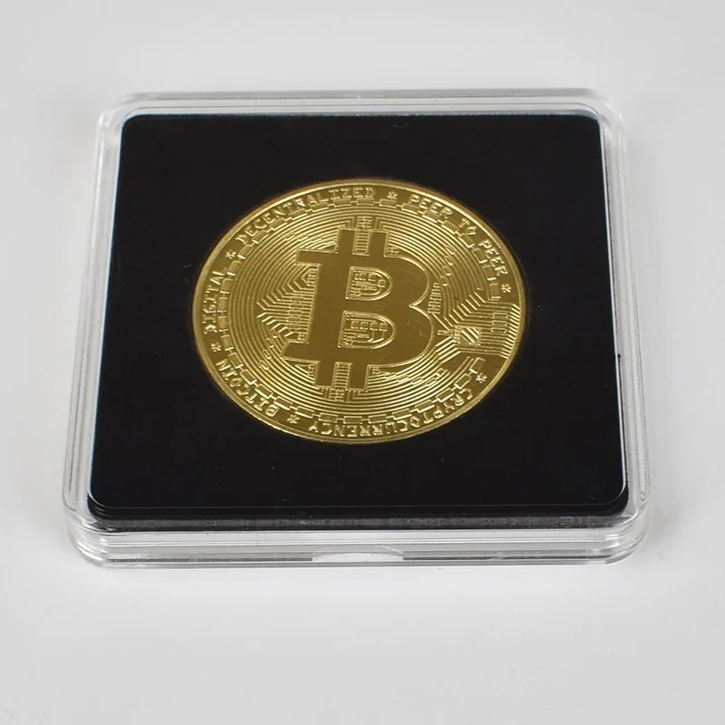 Позолоченные физические битконы Casascius Бит монета BTC Litecoin пульсация Eth художественная коллекция прозрачная акриловая упаковка монета