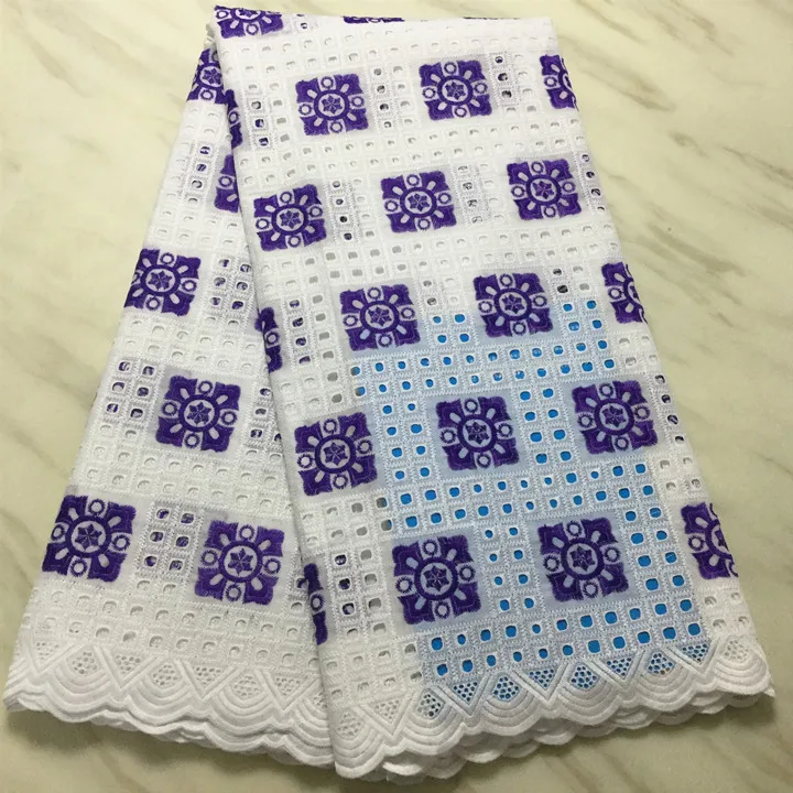 5 ярдов/шт. Новая модная белая Африканская Хлопковая ткань и желтая вышивка