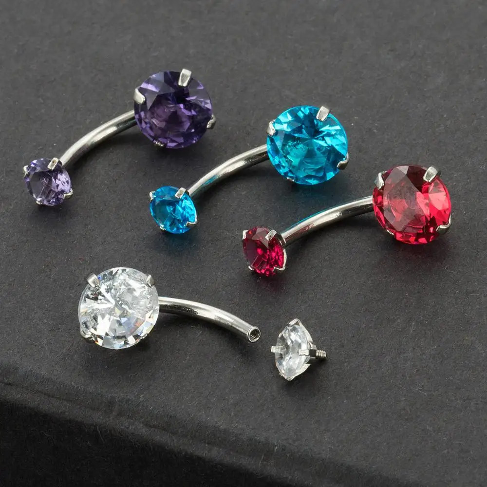 1PCS Leaf Zircon Belly Button Ring Cute Rudder Navel Piercing Surgial Steel Bars Helix Jewelry Bijoux Nombril | Украшения и