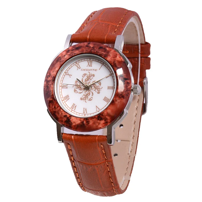 

2020 Sale Blue And White Porcelain Imitation Marble Women's Wear Leather Strap Waterproof Quartz Watch Manufacturers Wholesale