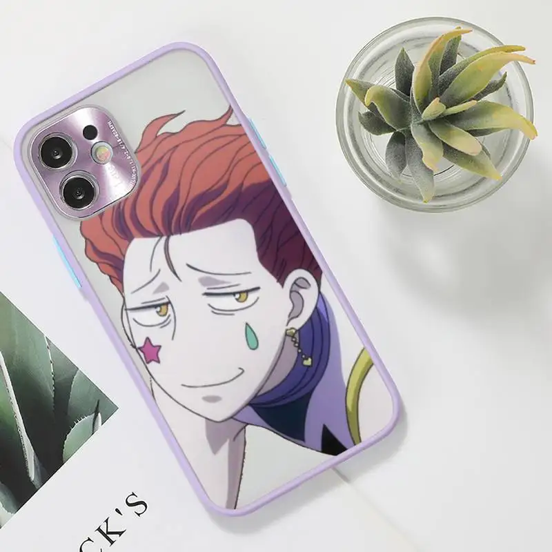 

Hisoka Anime Hunter X hunter Phone Case For iPhone 12 11 Mini Pro XR XS Max 7 8 Plus X Matte transparent Purple Back Cover