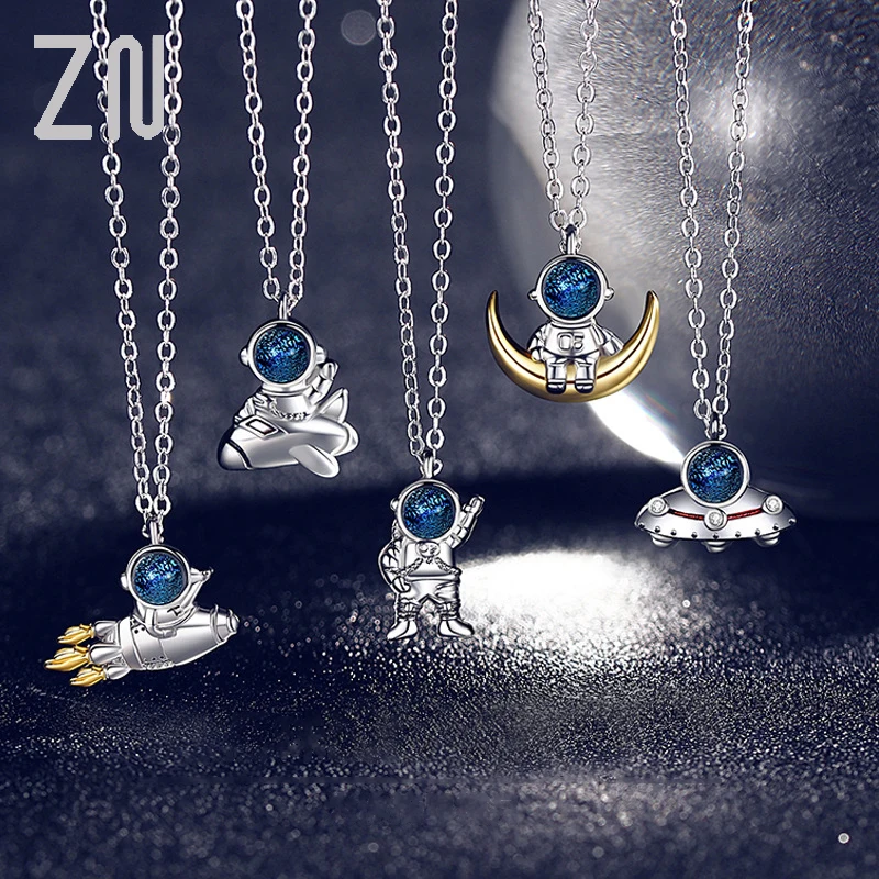 

ZN New Fashion Trendy Design Creative Personality Astronaut Shape Pendant Necklaces Couples Accessories Lovers Jewelry Gifts