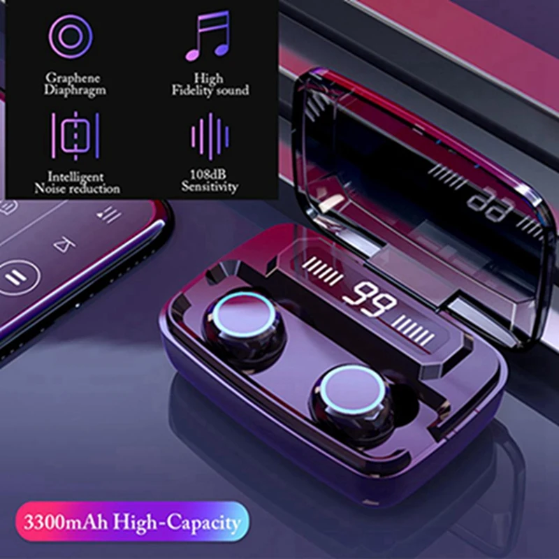 

Bluetooth Headphone TWS Wireless Earphones 5.0 Gaming Headset Handsfree Noise Canceling Stereo Headphones for Iphone Xiaomi