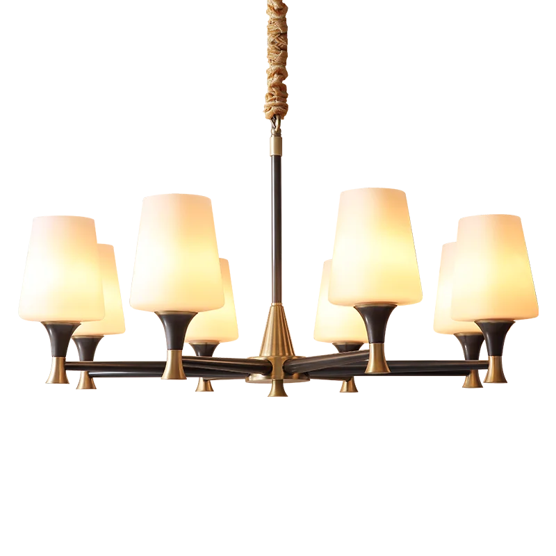 Подвесная стеклянная люстра для столовой медный Медный подсвечник лампа спальни