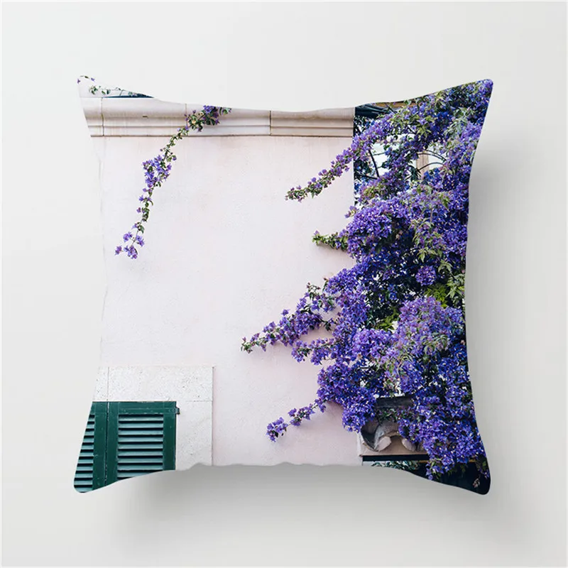 Чехол для подушки на осень и зиму с изображением дерева пейзажа дома