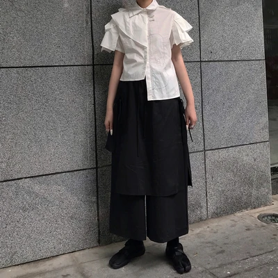 Маленькие женские брюки с широкими штанинами в темноте Yamamoto Yaosifeng хлопковые