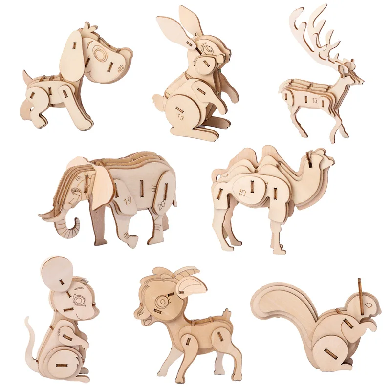 Деревянные игрушки-животные пазл 3D игры для взрослых и детей подарок детские