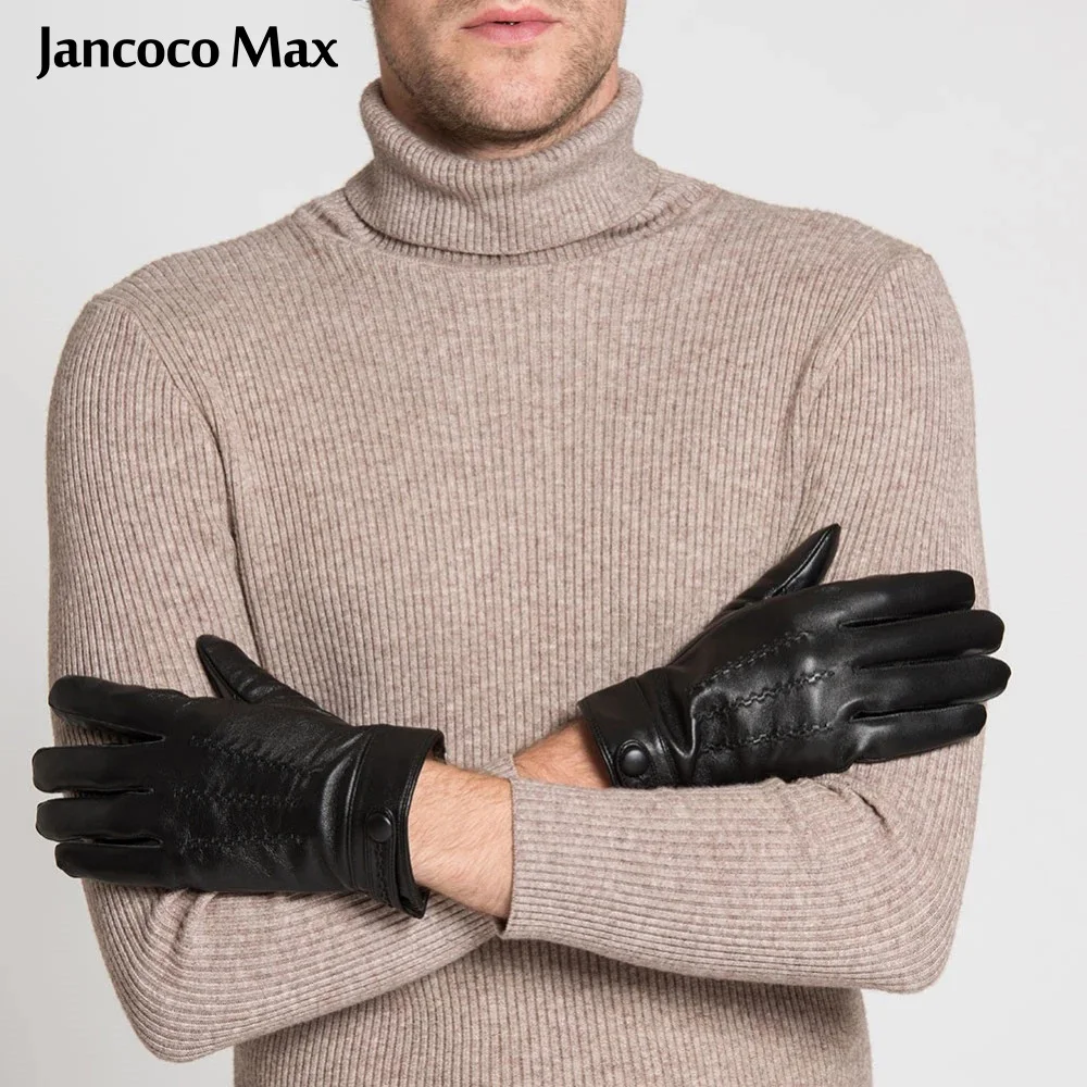 Jancoco Max настоящая Овчина кожа зимние теплые перчатки для вождения мягкие варежки