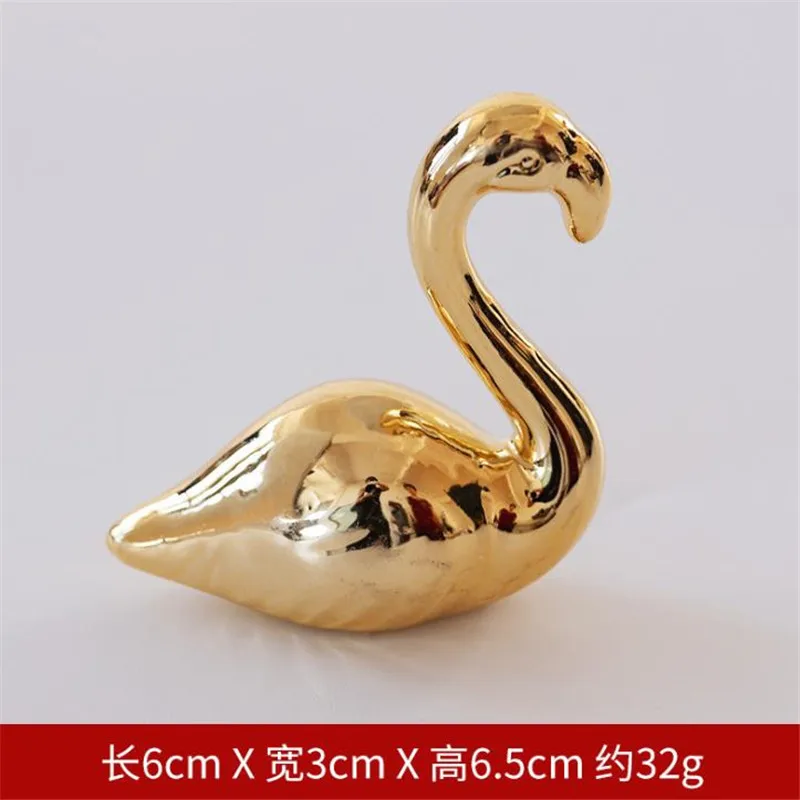 

Swan Gold Plating Animal Figurine Abstract Geometric Style Ceramic Fashion Sculpture Home Office Room Desktop Decoration Gift