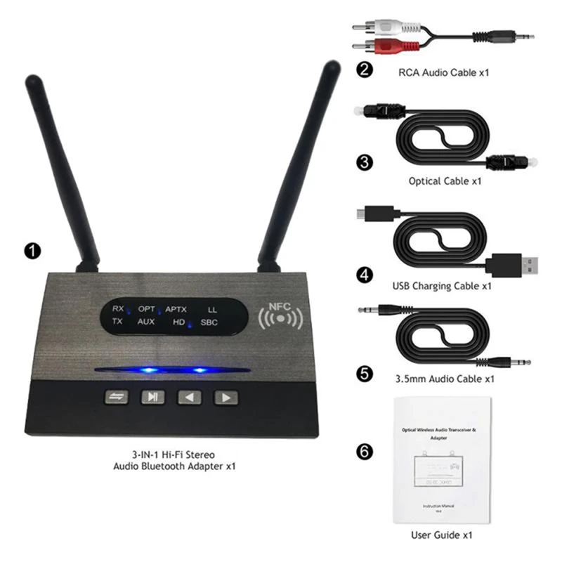 

NFC Bluetooth 5.0 Transmitter Receiver CSR8675 Aptx AUX Wireless Bluetooth Audio Receiver for Car TV Headphones