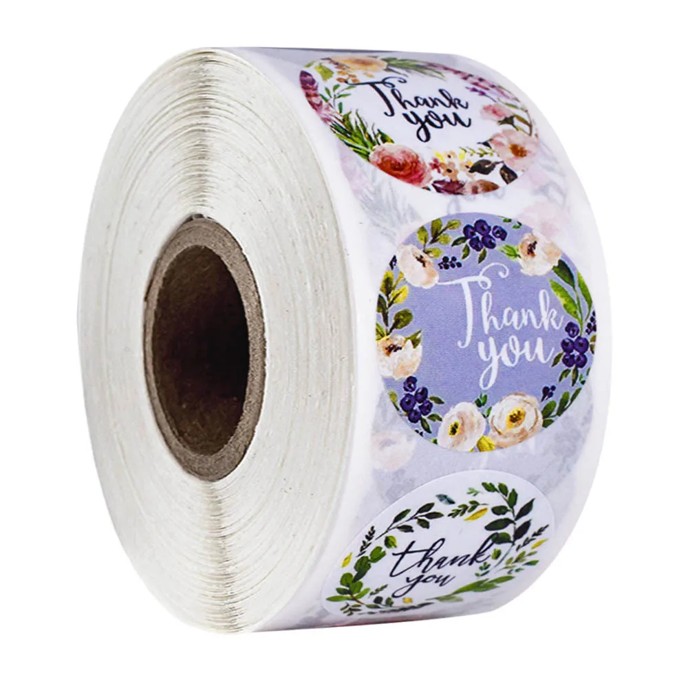 500pcs/roll Floral Thank You Sticker Scrapbooking Round Seal Labels for Bakeries Handmade Goods Small Business Owners | Дом и сад