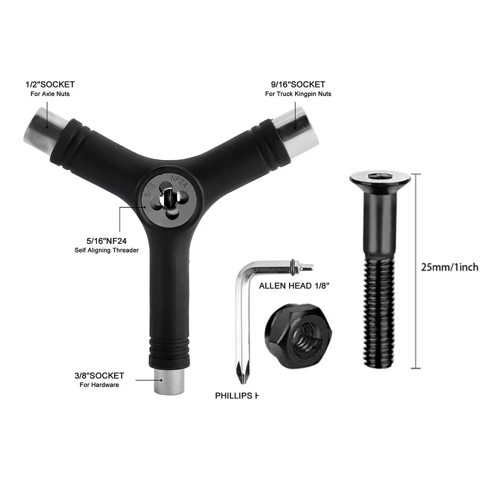 

L Shape Wrench Mounting Hardware Cross Screwdriver All In One Longboard Skateboard Tool Steel Assembly Multi Function Y Type Key