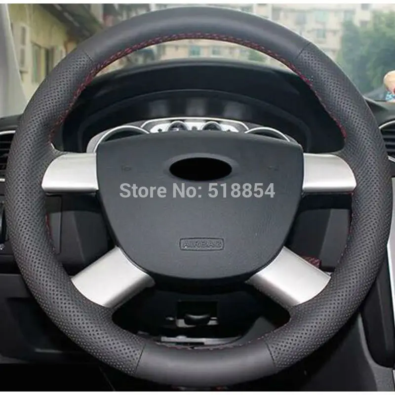 Черный чехол рулевого колеса автомобиля из искусственной кожи для Ford Kuga 2008-2011 Focus