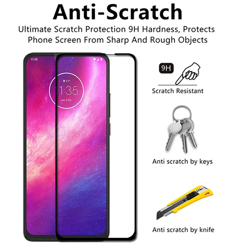 Full Cover Tempered Glass For Motorola One Hyper Action Vision Power Protective Screen Protector For Moto G6 G7 Play Plus Z3 Z4