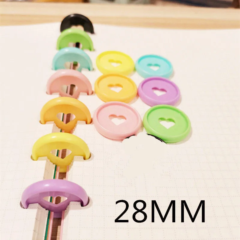 

100PCS28MM color plastic ring buckle mushroom hole heart-shaped loose-leaf notebook binding buckle binding coil
