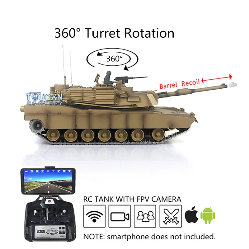 Henglong 1/16 6 0 Модернизированный металлический M1A2 Abrams RTR RC FPV Танк 3918 360 револьверная