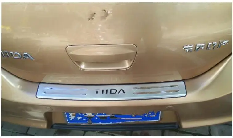 Для Nissan TIIDA 2005 2006 2007 2008 2009 2010 из нержавеющей стали протектор заднего бампера