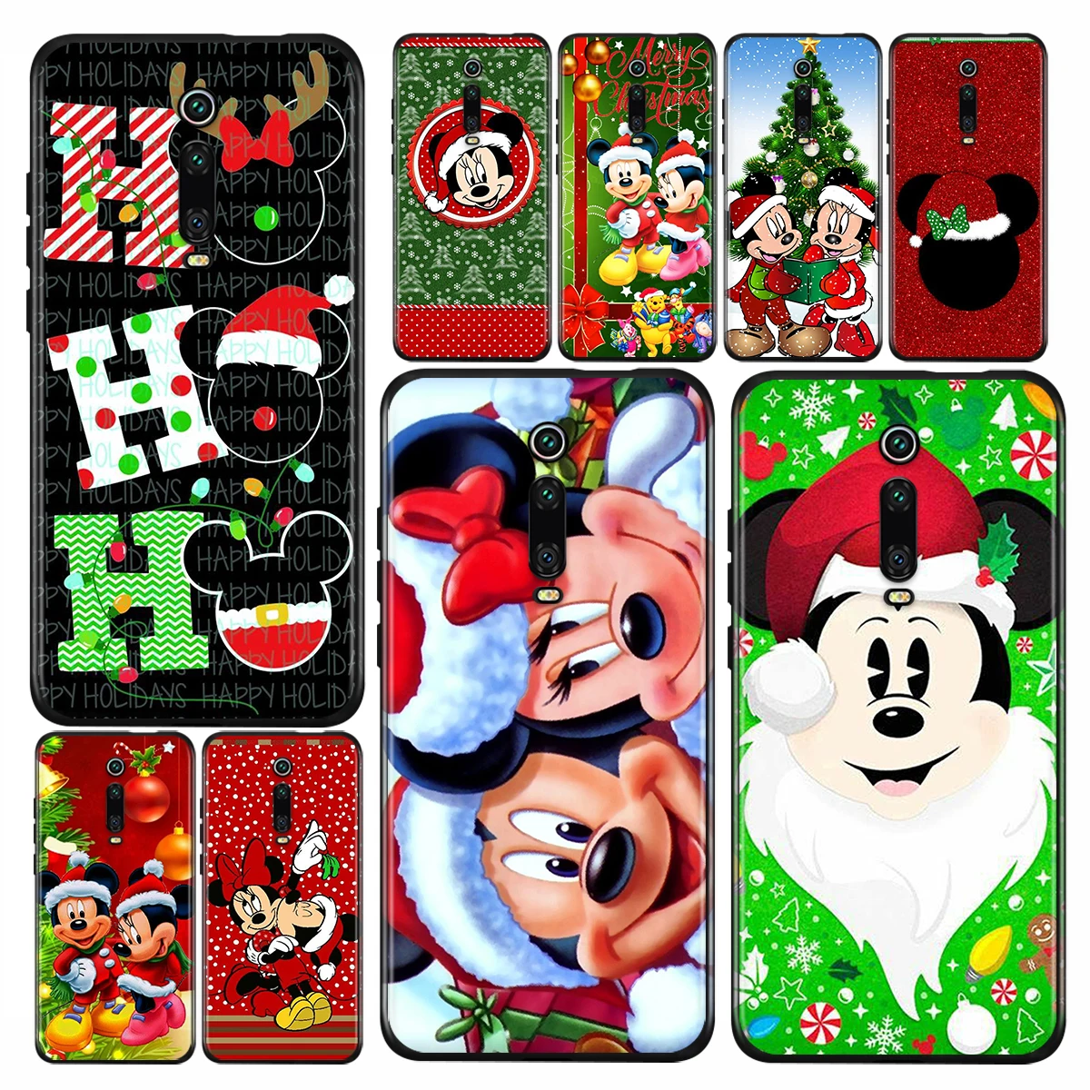 

Black Phone Case For Xiaomi Redmi K40 Gaming K30i K30T K30S K30 Ultra K20 10X Pro 5G Christmas Mickey Minnie Silicone Cover