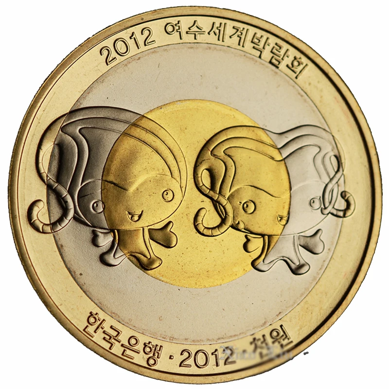 Юбилейная монета 1000 выигранная в Южной Корее 2012 Yeosu World Expooo Asia 100% оригинальные