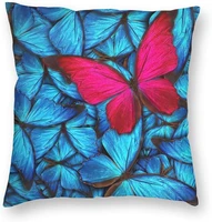 blue pink butterfly pillowcase insect pillowcase cushion cover standard home decoration sofa armchair bedroom living room 18x18