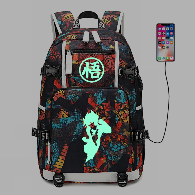 Светящийся школьный ранец для мальчиков подростков рюкзак с аниме Драконий