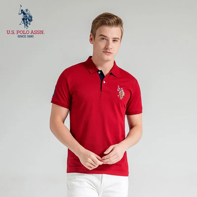 Polo Assn. Новые летние мужские рубашки поло с коротким рукавом и круглым вырезом |