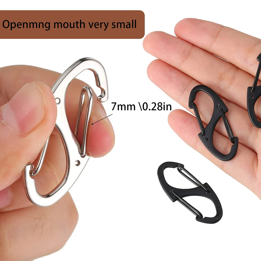 5Pcs Locking Carabiner Keychain 8 Ring Quick Release Clip Metal Buckle Tactical EDC Tools Hiking Climbing Hunting Accessories