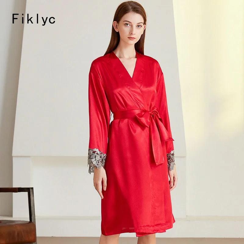 

Fiklyc Female Sexy Wedding Bridals Bathrobes With Full Sleeve Cardigan Belt Robes Mini Length Dressing Gowns New 2022
