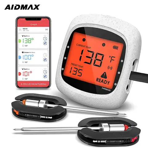 Кухонное приспособление AidMax Pro05, цифровой беспроводной термометр для коптильни, жидкость для мяса, гриль для еды, фри, десерт с сигналом