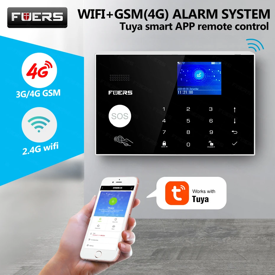 Wi-Fi GSM 4G система сигнализации Tuya приложение управление Домашняя безопасность