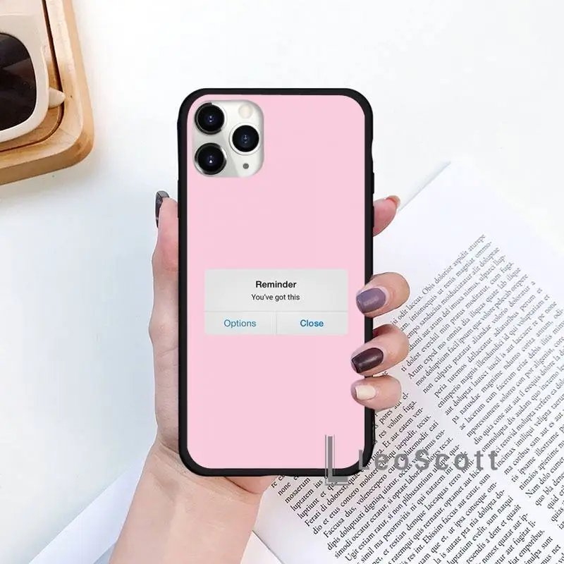 

Reminder Close Options Phone Case for iPhone 11 12 mini pro XS MAX 8 7 6 6S Plus X 5S SE 2020 XR