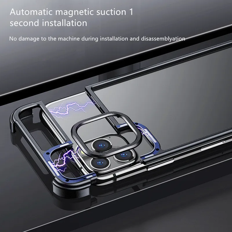 

Magnetic Absorb Aluminum Shockproof Phone Case For iPhone 12 Case Armor Metal Bumper Cover For iPhone 12 Pro Max 11 Fundas Coque