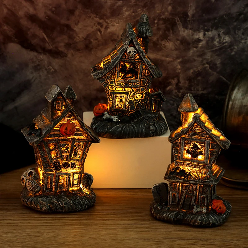 

Skeleton Haunted House Resin Lamp Halloween Decoration Pumpkin Witch Skeleton Haunted House Lamp Halloween Decoration Props