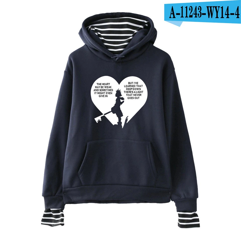 navyblue Королевство Сердца поддельные два предмета толстовки для мужчин и женщин Горячая Новинка Осень Harajuku толстовки Королевство Сердца толстовка для мальчиков повседневные пальто - Цвет: navyblue