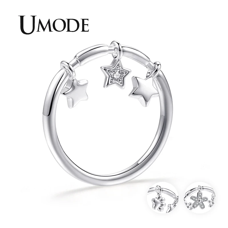 Женские кольца с подвеской в виде собачьей лапы и цветка UMODE роскошные свадебные