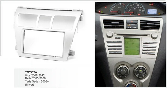 Автомобильная радиопанель для Toyota Vios 2007-2012 Belta 2005-2008 Yaris Sedan 2006 + Fascia Stereo GPS Dash Kit Trim