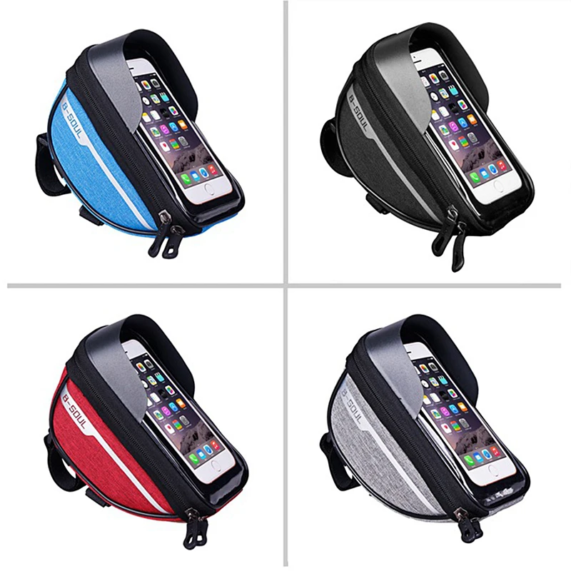 B-SOUL 6.5 Inch Bicycle Touch Screen Bag Waterproof MTB Head Tube Handlebar Accessories Mobile Phone Holder Case | Спорт и