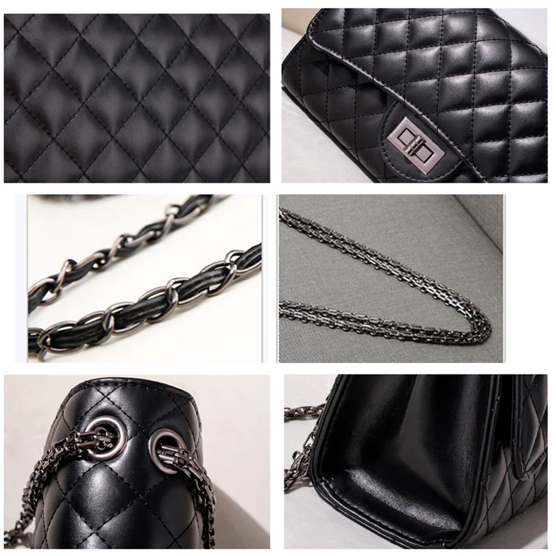 

Small Black PU Leather Crossbody Bag For Women 2021 Winter Branded Chain Designer Shoulder Handbags Women's Trend Hand Bag