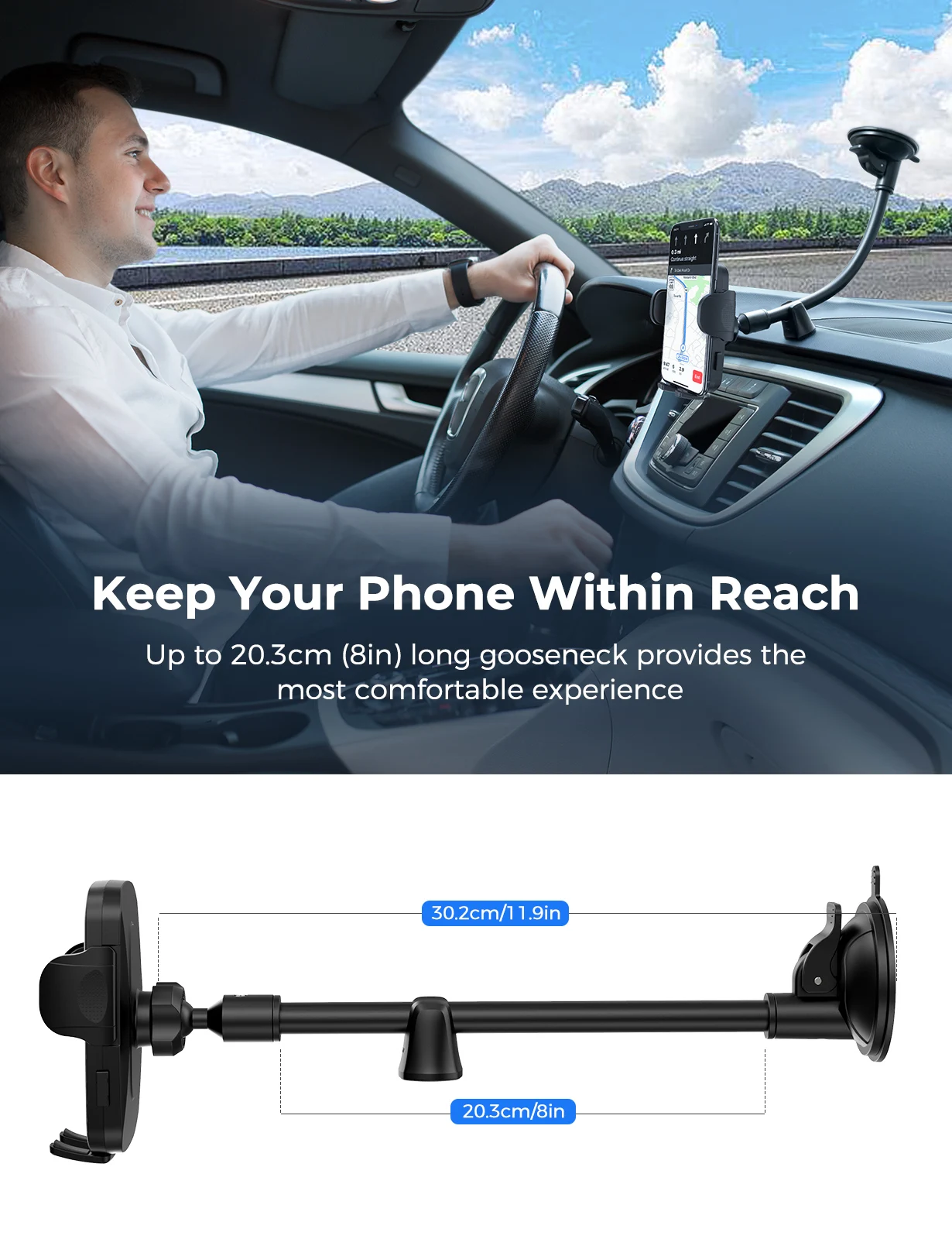 MPOW CA159 усовершенствованный длинный держатель для телефона с гусиной шеей