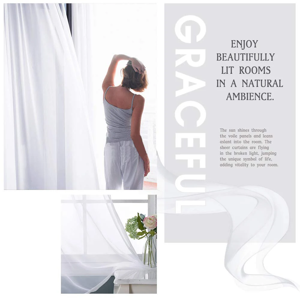 Однотонные белые тюлевые прозрачные Занавески на окна для гостиной спальни