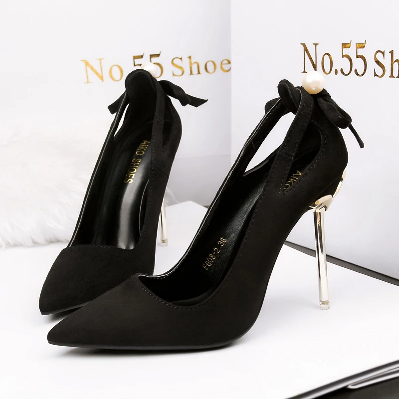 Женская обувь tacones altos mujer пикантные дамские туфли-лодочки с жемчугом и бабочкой