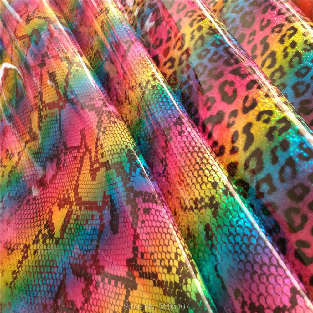 Градиентная Радужная мелкозернистая змеиная ткань для обуви сумки пояса