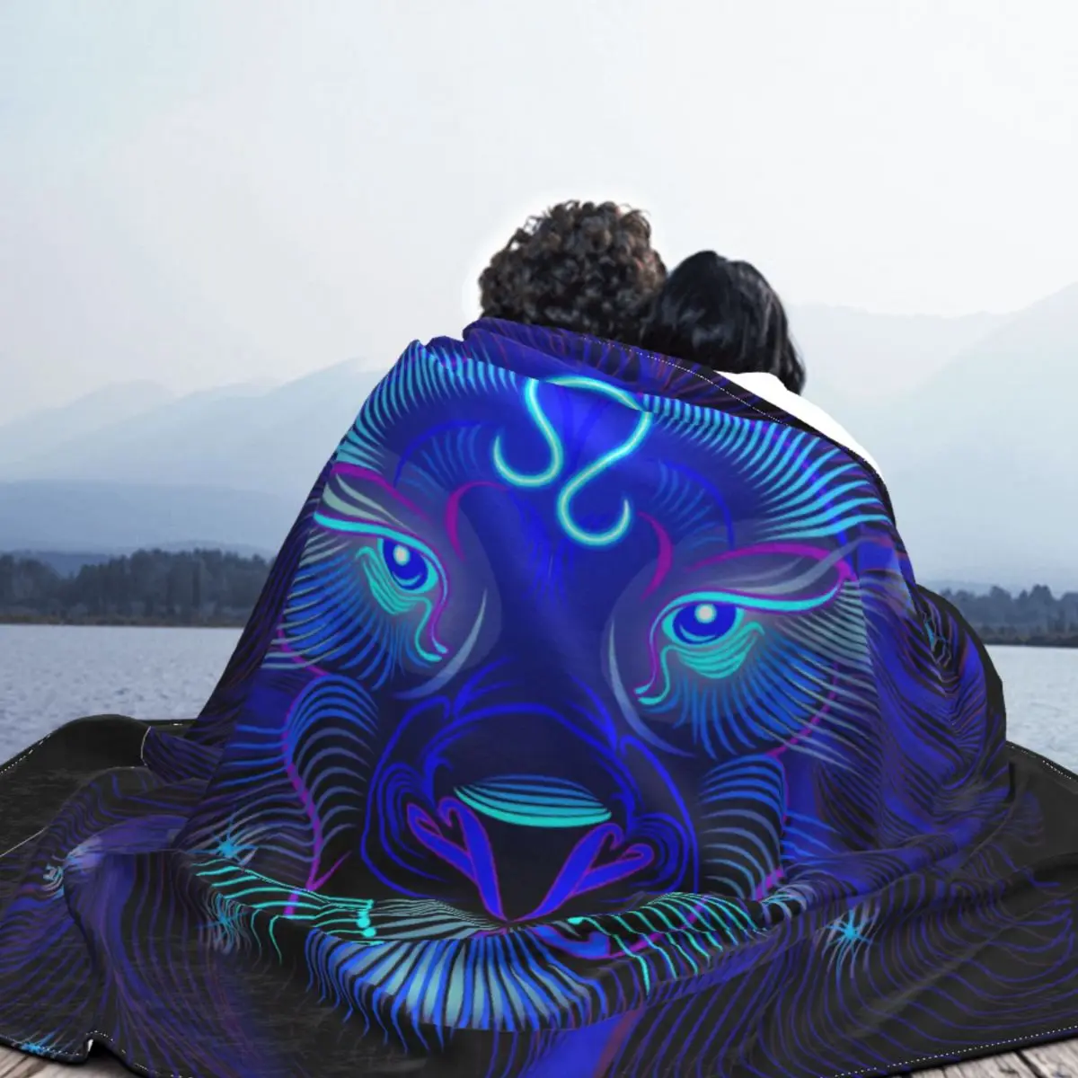 Leo-Manta de algod&oacute;n con estampado de 12 Constelaciones, manta supersuave de Coral para sof&aacute;, edred&oacute;n de oficina, env&iacute;o gratis-3