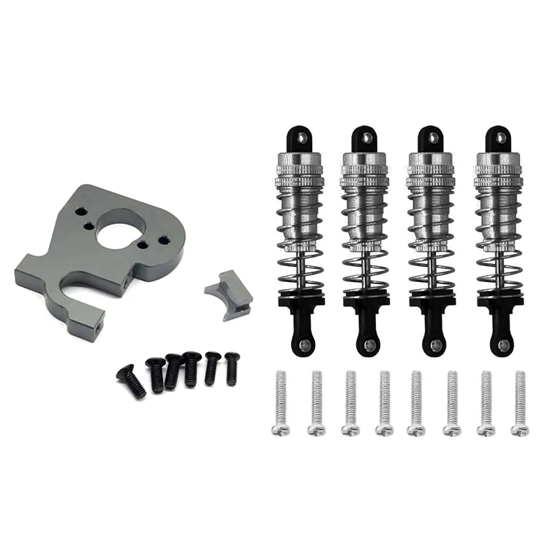 

2 комплекта для Wltoys 144001 1/14 4WD Запчасти для радиоуправляемых автомобилей: 1 комплект металлических амортизаторов и 1 комплект держателей двиг...