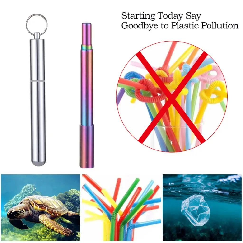 2 шт Портативный многоразовые трубочки телескопический Нержавеющая сталь